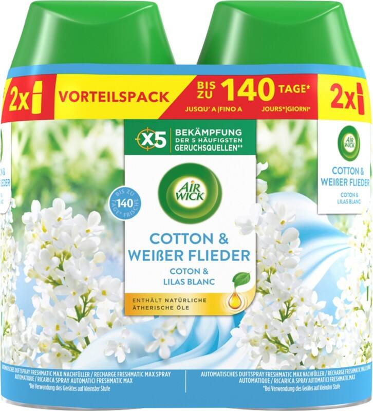 Air Wick Freshmatic Max DUO Lufterfrischungsspray Nachfüllung Cotton und weiẞer Flieder 2 Stück