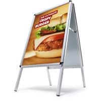 SHOWDOWN A-Board 32mm Foldable Kundenstopper 2 Flächen DIN A1 Aluminium Silber Wetterbeständig, UV-beständig