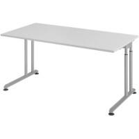 Hammerbacher Höhenverstellbar Sitz-Stehschreibtisch Rechteckig Metall, Holz Silber C-Fuß 1,600 x 800 x 820 mm