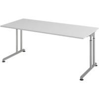 Hammerbacher Höhenverstellbar Sitz-Stehschreibtisch Rechteckig Metall, Holz Silber C-Fuß 1,800 x 800 x 820 mm