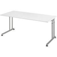 Hammerbacher Höhenverstellbar Sitz-Stehschreibtisch Rechteckig Metall, Holz Silber C-Fuß 1,800 x 800 x 820 mm