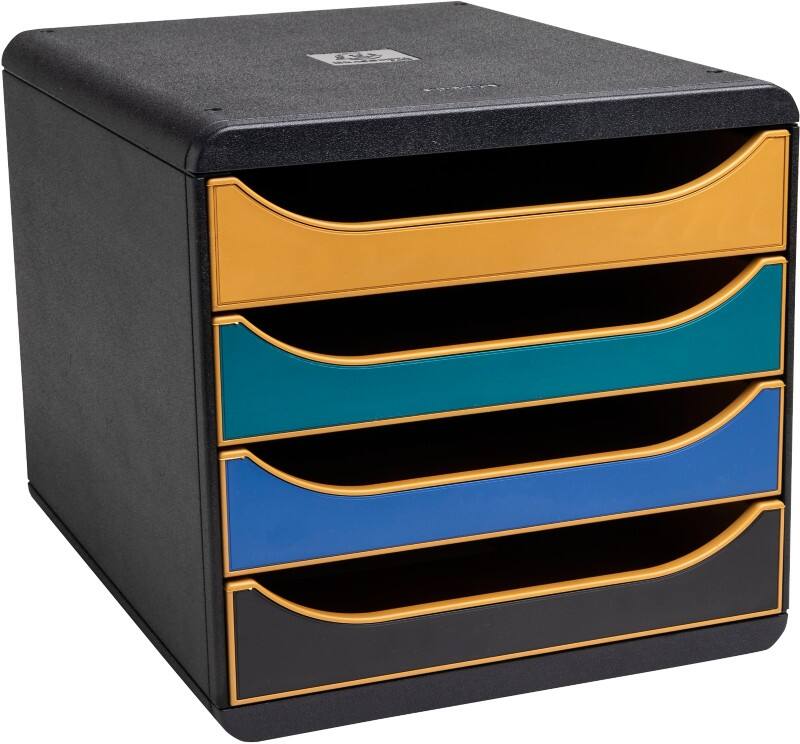 Exacompta Neo Deco Schubladenboxen PS (Polystyrol) Farbig sortiert 4 Schübe 27,8 x 34,7 x 26,7 cm DIN A4 maxi