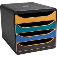 Exacompta Neo Deco Schubladenboxen PS (Polystyrol) Farbig sortiert 4 Schübe 27,8 x 34,7 x 26,7 cm DIN A4 maxi