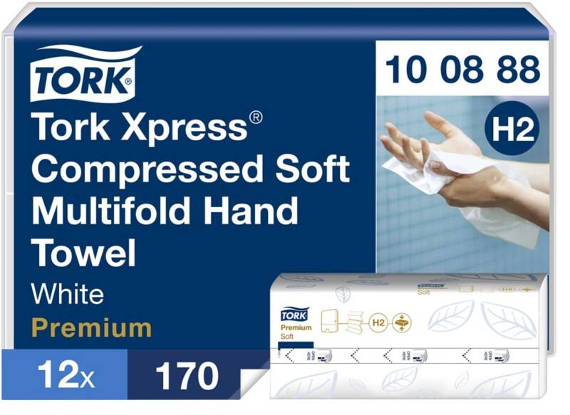 Tork Xpress Compressed Premium  Papierhandtücher H2 M-falz Weiß 2-lagig 100888 12 Stück à 170 Blatt