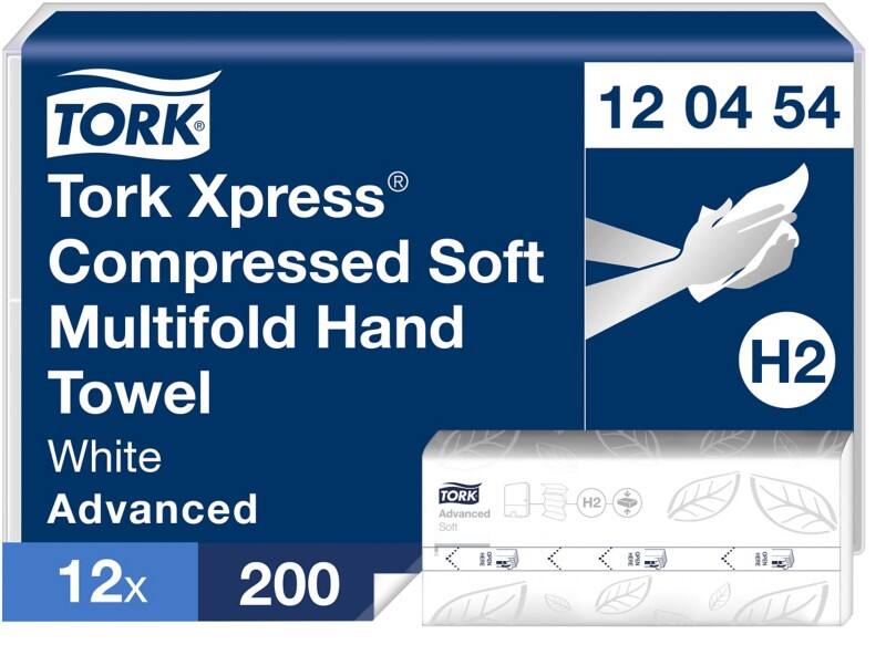 Tork Xpress Compressed Advanced  Papierhandtücher H2 M-falz Weiß 2-lagig 120454 12 Stück à 200 Blatt