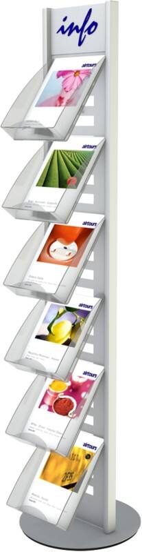 Kerkmann DIN A4 Prospektständer Silber 41634614 540 (B) x 540 (T) x 1.710 (H) mm