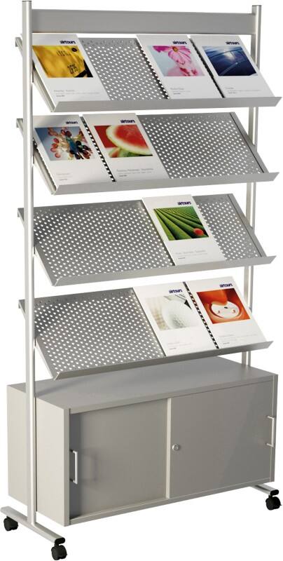 Kerkmann DIN A4 Prospektständer Silber 42348914 930 (B) x 380 (T) x 1.700 (H) mm