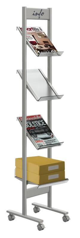 Kerkmann DIN A4 Prospektständer Silber 42635314 310 (B) x 350 (T) x 1.600 (H) mm