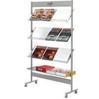 Kerkmann DIN A4 Prospektständer Silber 42635614 910 (B) x 350 (T) x 1.600 (H) mm