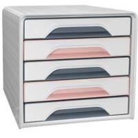 CEP Mineral Schubladenbox Kunststoff Farbig sortiert 5 Schübe 28,8 cm x 27 cm DIN A4
