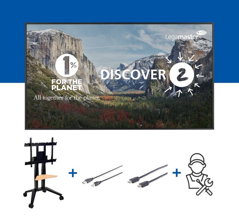 Legamaster Anzeigeildschirm DISCOVER 2 65" Elektronisch höhenverstellbar Professionelles Paket