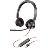 poly Blackwire Headset Ohrbügel mit Mikrofon Stereo 3320 Schwarz