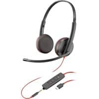 poly Blackwire Headset Kopfbügel mit Mikrofon Stereo C3225 Schwarz