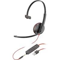poly Blackwire Headset Kopfbügel Mit Mikrofon Mono 3215 Schwarz