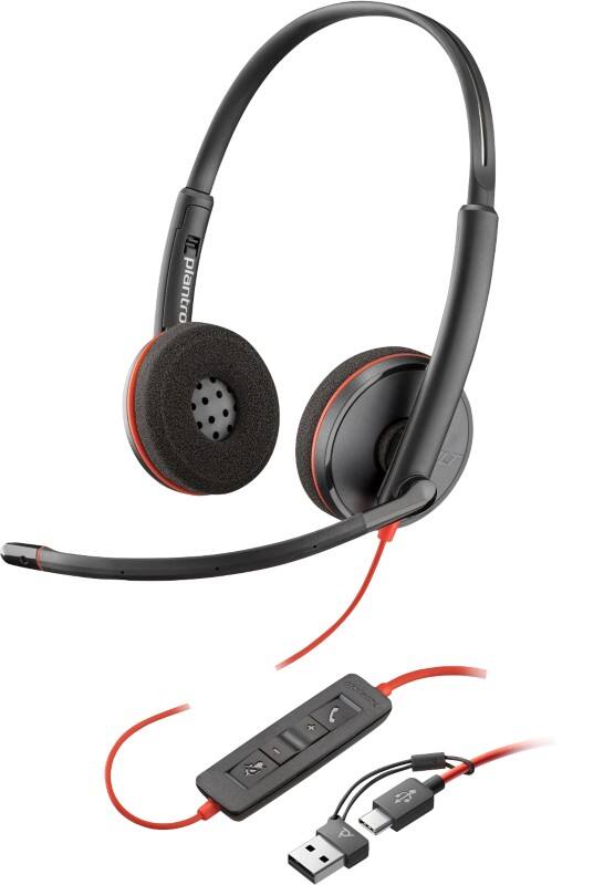 poly Blackwire Headset Kopfbügel mit Mikrofon Stereo 3220 Schwarz