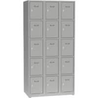 Metall Schließfach 15 Türen Schlüsselschloss 900 x 500 x 1.800 mm Grau