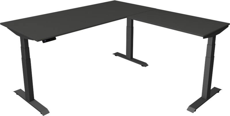 Kerkmann Elektronisch Höhenverstellbar Sitz-Stehschreibtisch Anthrazit T-Fuß 1.800 (B) x 1.800 (T) x 1.290 (H) mm Metall, Holz