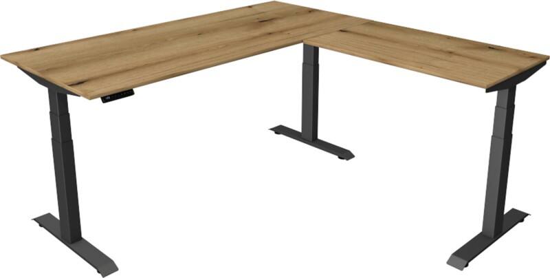 Kerkmann Elektronisch Höhenverstellbar Sitz-Stehschreibtisch Eiche T-Fuß 1.800 (B) x 1.800 (T) x 1.290 (H) mm Metall, Holz