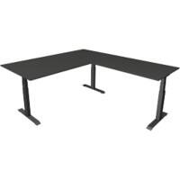 Kerkmann Elektronisch Höhenverstellbar Sitz-Stehschreibtisch Anthrazit T-Fuß 2.000 (B) x 2.200 (T) x 1.290 (H) mm Metall, Holz