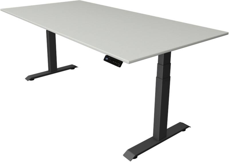 Kerkmann Elektronisch Höhenverstellbar Sitz-Stehschreibtisch Hellgrau T-Fuß 2.000 (B) x 1.000 (T) x 1.290 (H) mm Metall, Holz