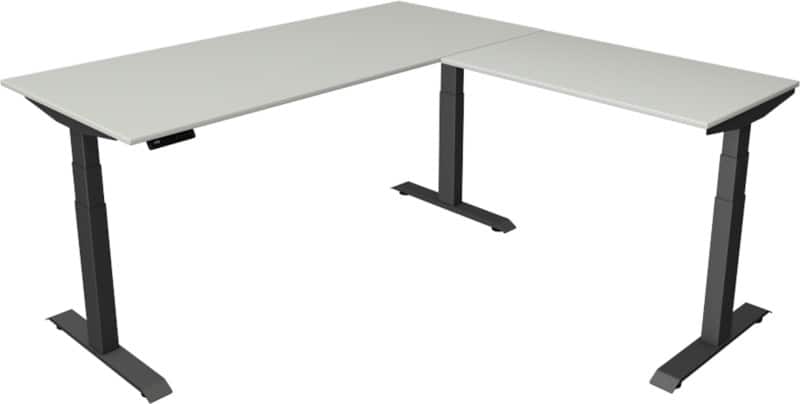 Kerkmann Elektronisch Höhenverstellbar Sitz-Stehschreibtisch Hellgrau T-Fuß 1.800 (B) x 1.800 (T) x 1.290 (H) mm Metall, Holz