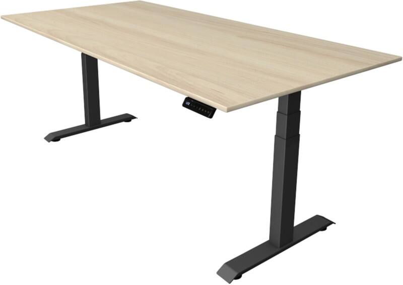 Kerkmann Elektronisch Höhenverstellbar Sitz-Stehschreibtisch Ahorn T-Fuß 2.000 (B) x 1.000 (T) x 1.290 (H) mm Metall, Holz