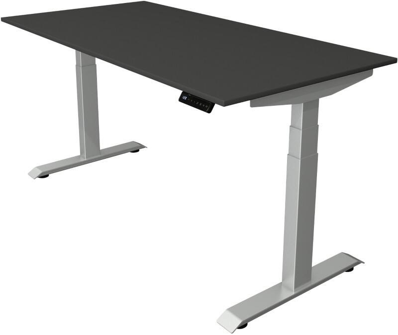 Kerkmann Elektronisch Höhenverstellbar Sitz-Stehschreibtisch Anthrazit T-Fuß 1.600 (B) x 800 (T) x 1.290 (H) mm Metall, Holz
