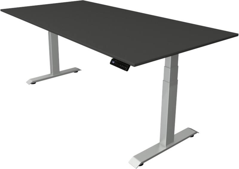 Kerkmann Elektronisch Höhenverstellbar Sitz-Stehschreibtisch Anthrazit T-Fuß 2.000 (B) x 1.000 (T) x 1.290 (H) mm Metall, Holz