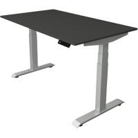 Kerkmann Elektronisch Höhenverstellbar Sitz-Stehschreibtisch Anthrazit T-Fuß 1.400 (B) x 800 (T) x 1.290 (H) mm Metall, Holz