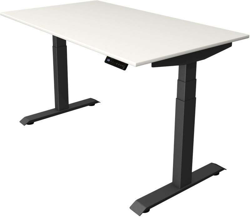 Kerkmann Elektronisch Höhenverstellbar Sitz-Stehschreibtisch Weiß T-Fuß 1.400 (B) x 800 (T) x 1.290 (H) mm Metall, Holz