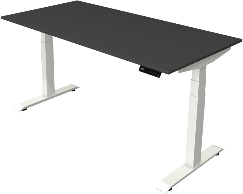 Kerkmann Elektronisch Höhenverstellbar Sitz-Stehschreibtisch Anthrazit T-Fuß 1.600 (B) x 800 (T) x 1.290 (H) mm Metall, Holz