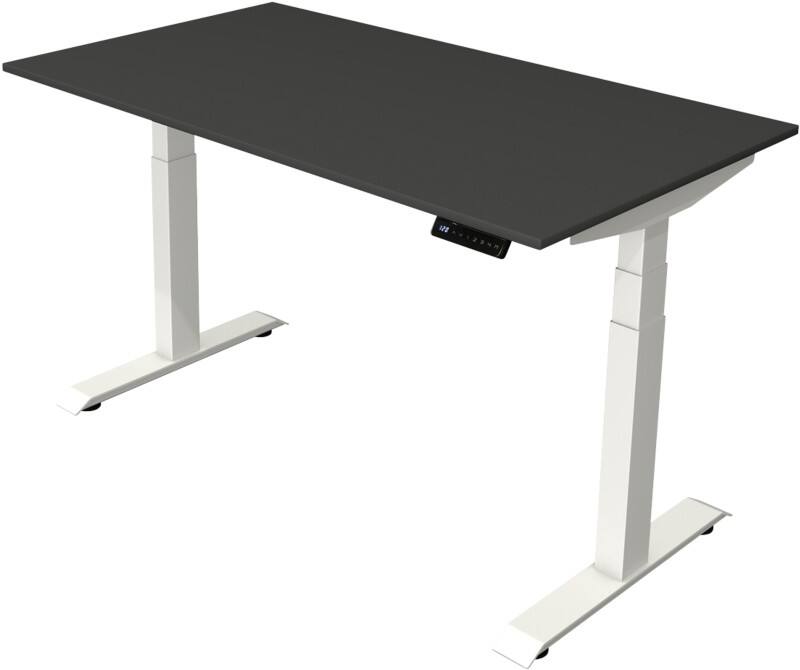 Kerkmann Elektronisch Höhenverstellbar Sitz-Stehschreibtisch Anthrazit T-Fuß 1.400 (B) x 800 (T) x 1.290 (H) mm Metall, Holz
