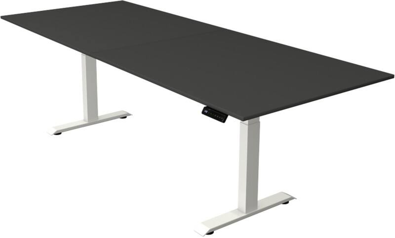 Kerkmann Elektronisch Höhenverstellbar Sitz-Stehschreibtisch Anthrazit T-Fuß 2.500 (B) x 1.000 (T) x 1.290 (H) mm Metall, Holz