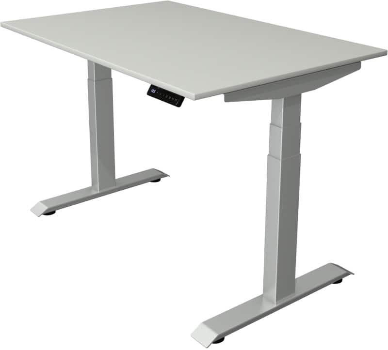 Kerkmann Elektronisch Höhenverstellbar Sitz-Stehschreibtisch Hellgrau T-Fuß 1.200 (B) x 800 (T) x 1.290 (H) mm Metall, Holz