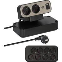 brennenstuhl Estilo Duplex Tisch-Steckdosenleiste 10-fach mit USB-C Power Delivery für Schnellladen, 1x USB-C, 1x USB-A, 2 m Schwarz 1153580200