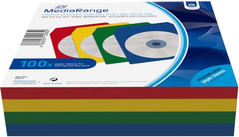 MediaRange CD/DVD-Schutzhüllen 100er-Pack