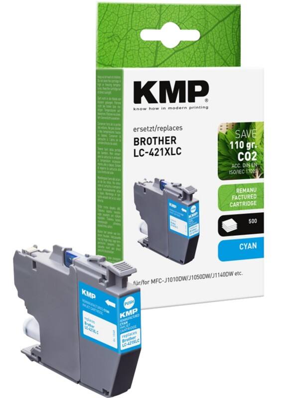 KMP Kompatibel Brother LC421XLC Tintenpatrone Cyan