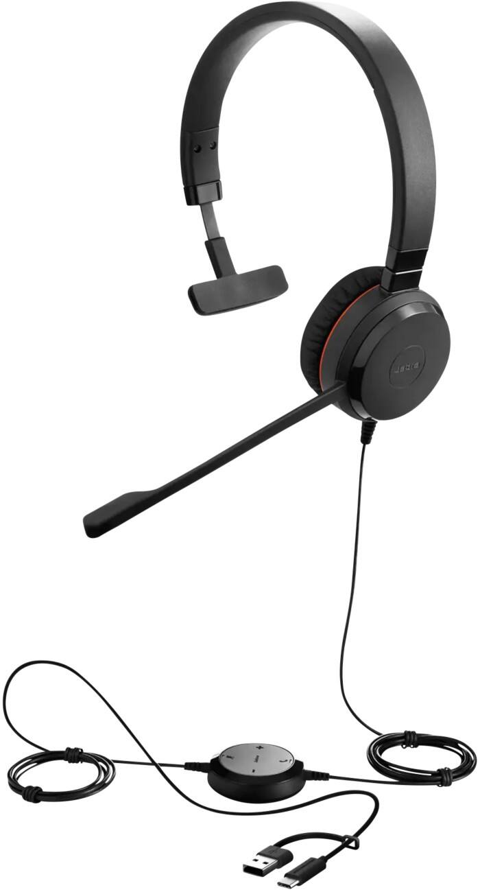 Jabra Evolve Kabelgebundes Headset Over-the-Head USB Geräuschunterdrückung Mikrofon Mono 20 SE Schwarz