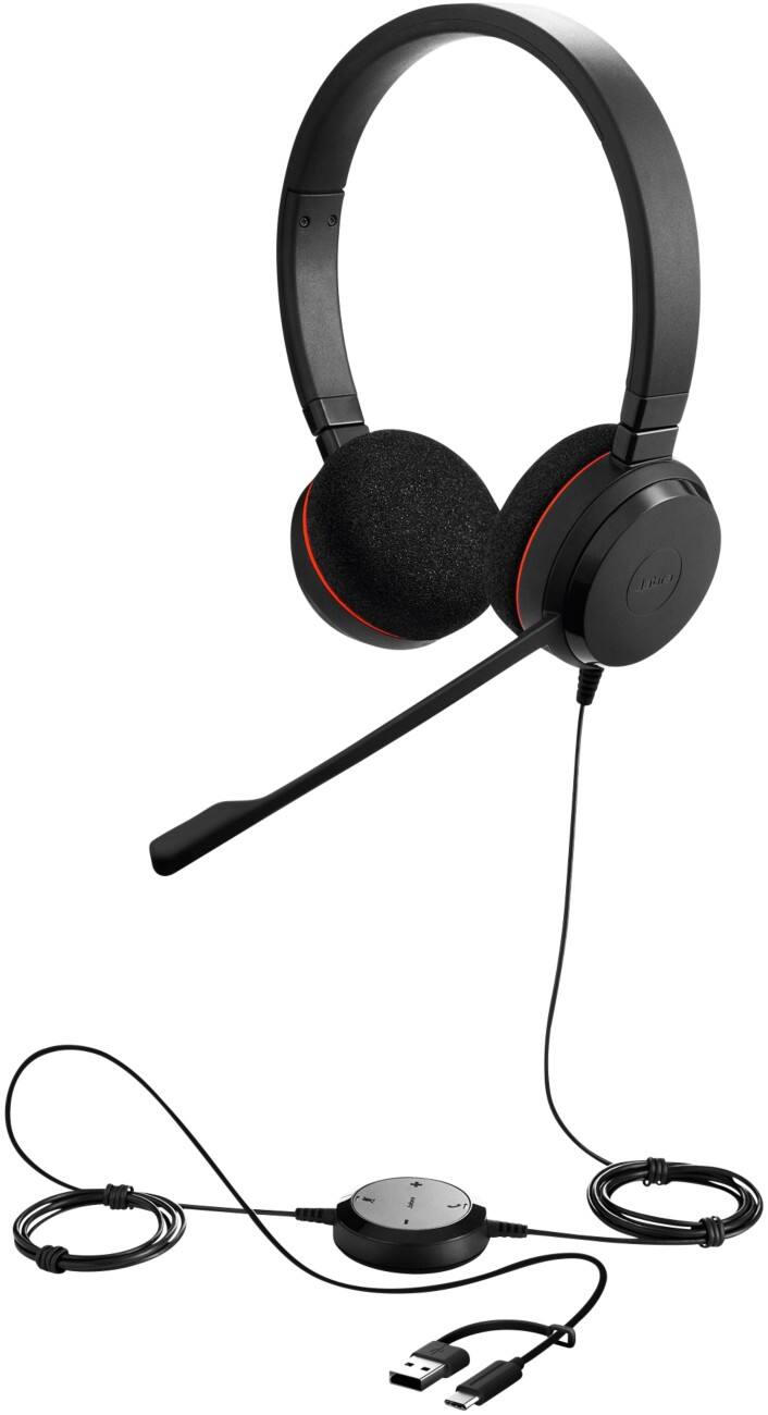 Jabra Evolve Kabelgebundes Headset Over-the-Head USB Geräuschunterdrückung Mikrofon Stereo 20 SE Schwarz