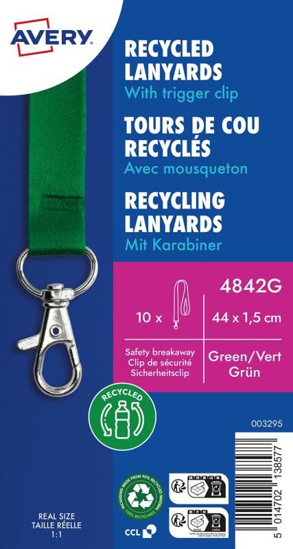 Avery Zweckform 4842G, Recycling Lanyard, 15 x 440 mm, Grün