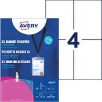 Avery Zweckform 4834, Namensschilder-Taschen groß mit Lanyard, 105 x 148 mm, Transparent, Weiß