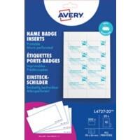 Avery Zweckform L4727-20, Einsteckschilder, 54 x 90 mm, Weiß