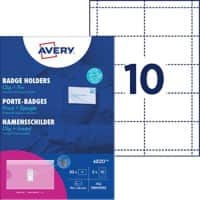 Avery Zweckform 4820, Namensschilder mit Kombiklemme, 90 x 54 mm, Transparent, Weiß