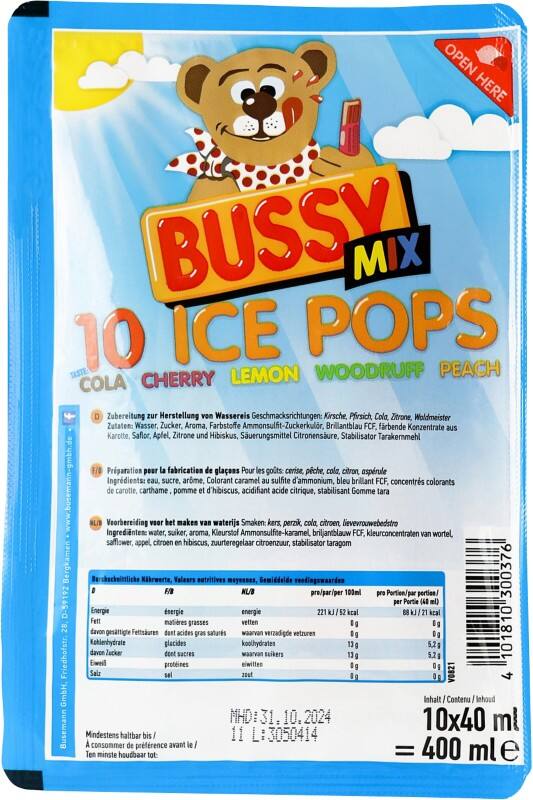 Bussy Mix Wassereis 10 Stück à 40 ml