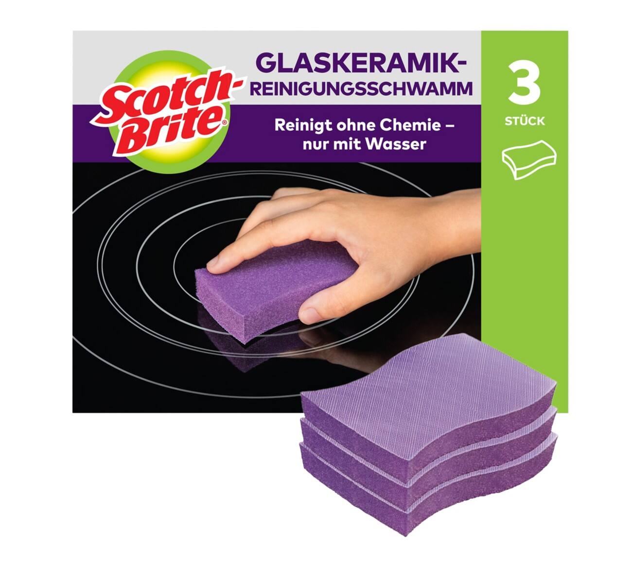 Scotch-Brite Schwamm 8 x 8 x 12 cm Violett 3 Stück