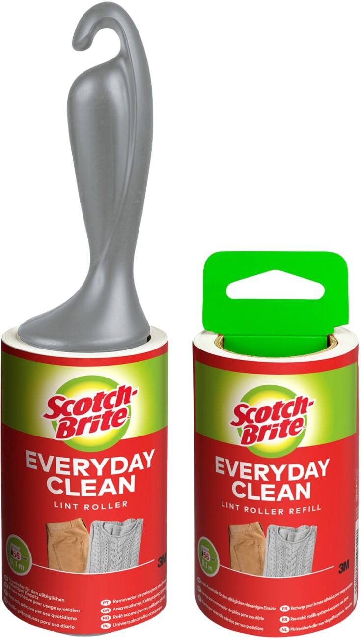 Scotch-Brite EVERYDAY CLEAN LINT ROLLER Fusselrolle Grau, Weiß Set