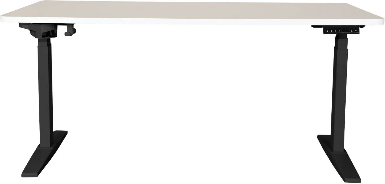 Viking Realspace Sitz-Stehschreibtisch Schwarz, Grau 1.600 (B) x 800 (T) x 650–1.300 (H) mm Melamin, Metall