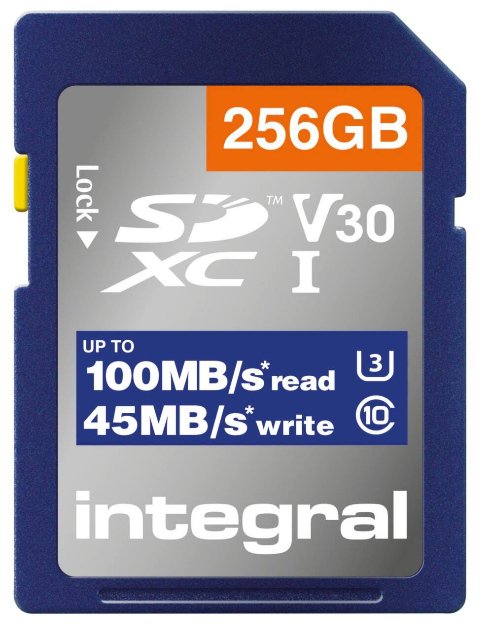 Integral 256 GB SD-Karte SDXC UHS-1 U3 CL10 V30 bis zu R-100 MBS