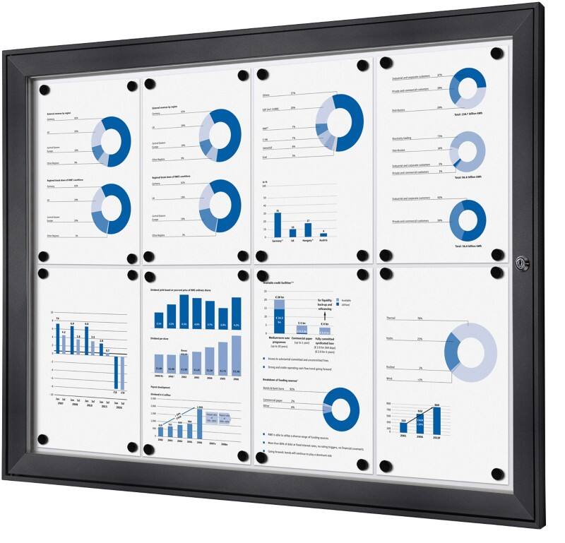 SHOWDOWN Abschließbarer Schaukasten Magnetisch 96,1 (B) x 69,6 (H) cm Anthrazit 8 x DIN A4