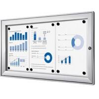 SHOWDOWN Abschließbarer Schaukasten Magnetisch 74,1 (B) x 38,8 (H) cm Silber 3 x DIN A4